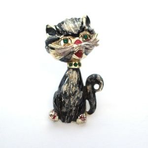 SOLD Vtg Brooch Florenza Style Cat Hinged Pin
